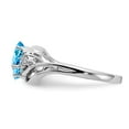 thumbnail image 4 of Solid 14k White Gold 6x4mm Oval Blue Topaz Diamond Engagement Ring Size 7.5 (.048 cttw.), 4 of 6