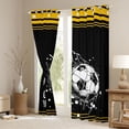 thumbnail image 3 of Feelyou Teens Watercolor Football Curtains Pack of 2 (42x84 Each), Cartoon Soccer Sports Curtains Blackout, Rugby Goal Time Bedroom Curtains, Black Yellow Curtains and Drapes Decor, 3 of 6