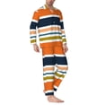 thumbnail image 2 of Naloa Colorful Pastel Stripes Men’s Pajamas Set - Long Sleeve Button Down Sleep Shirt and Pajama Bottoms Sleepwear Set-XX-Large, 2 of 7