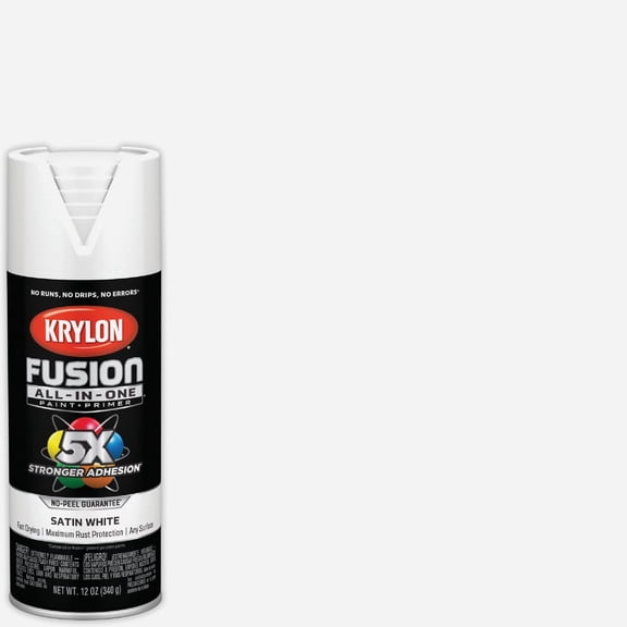 Krylon Fusion All-In-One Satin White Paint Primer Spray Paint 12 oz. - Case of: 6