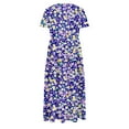 thumbnail image 5 of Drses Women's Casual Dresses Women's Flower Printing Casual Short Sleeve Crewneck Dress Casual Flowy Tiered Maxi Beach Dress Short Sleeve Dress for Women Summer, 5 of 6