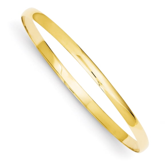 14k 4mm Solid Polished Half-Round Slip-On Bangle
