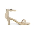 thumbnail image 3 of BLISSFUL STEP Women's Shoes Faux Suede Ankle Strap Kitten Heel Slide Straps Solid Sandals  Beige 6, 3 of 7