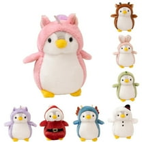 Playful Pompom Penguin Dino/Unicorn/Rabbit Vibrant Companions Endless Fun Stuffed Animal Toy - 7.9''