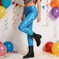 thumbnail image 7 of Women's Leggings Glitter Sequin Print Breathable Seamless Casual Running Workout Leggings, 7 of 7
