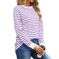 thumbnail image 3 of Fantaslook Striped Long Sleeve Shirts for Women Crewneck Tunic Tops Color Block Blouses Fall Pullover, 3 of 7