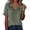 A_ Army Green, variant on Women's Ruffled V Neck Puff Short Sleeve Blouse Sage Moss Tone Solid Linen Loose Casual Top for Daily Summer Vacation Wear White XXL