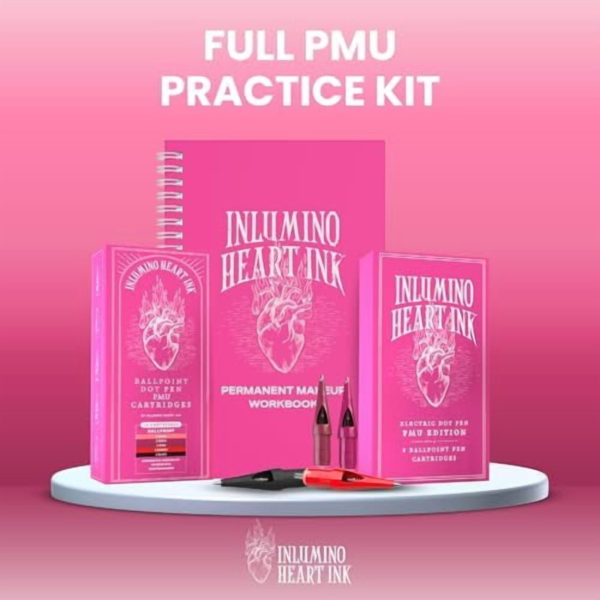 PMU Practice Cartridges – 10-Pack Ballpoint Pen Refills for Tattoo Training on Paper – Patented Design – 5 Colors – Compatible with Rotary PMU Pens & Dot Machines
