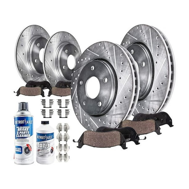 Front and Rear Brake Pad and Rotor Kit - Compatible with 2007 - 2017 Jeep  Wrangler 2008 2009 2010 2011 2012 2013 2014 2015 2016 