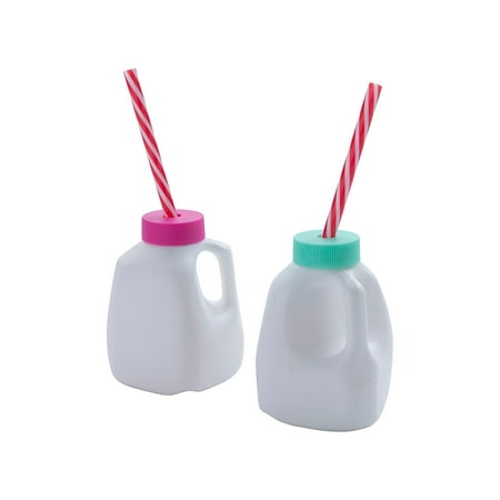 

Mini Milk Carton-Shaped Cups with Straws Party Supplies 12 Pieces
