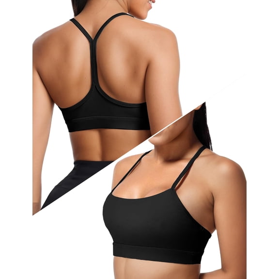 Women's Racerback Sports Bras, Wireless Y-Back Padded Bra with Removable Padding for Yoga Gym