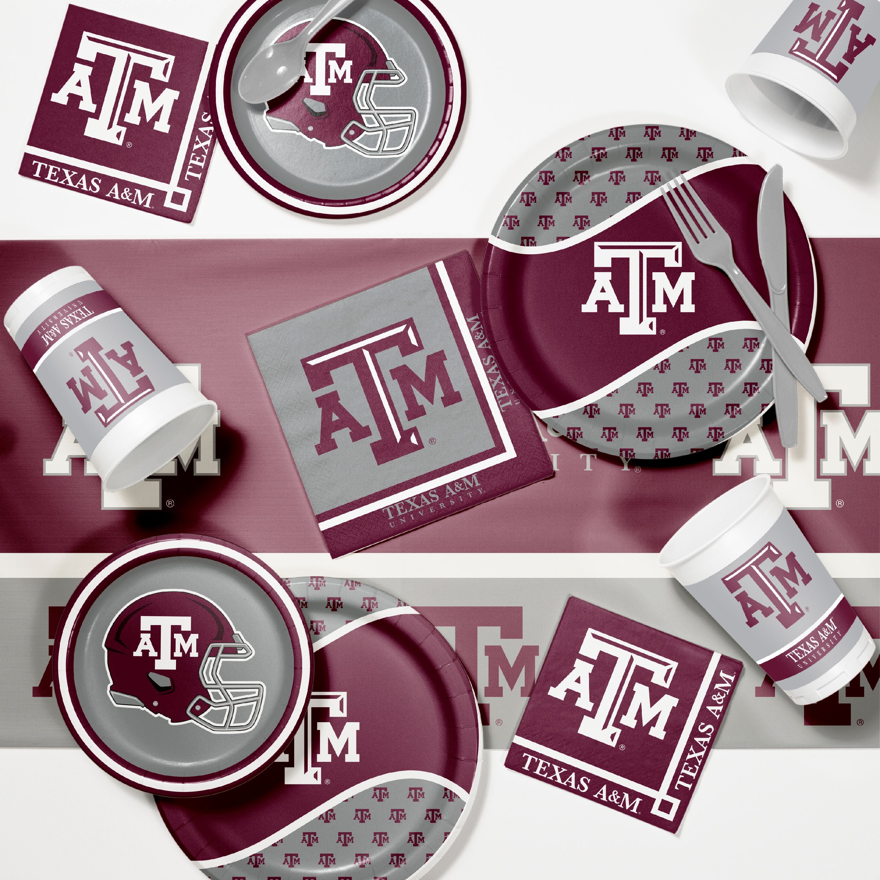 Texas A M Game Day Party Supplies Kit Serves 8 Guests Walmart