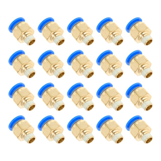 Accesorios de Conexión Rápida de Aire Unique Bargains 3/8" Rosca Macho Conector de Línea de Aire Plástico Metal 1/8" BSPT 20 Pcs Tono Azul Dorado