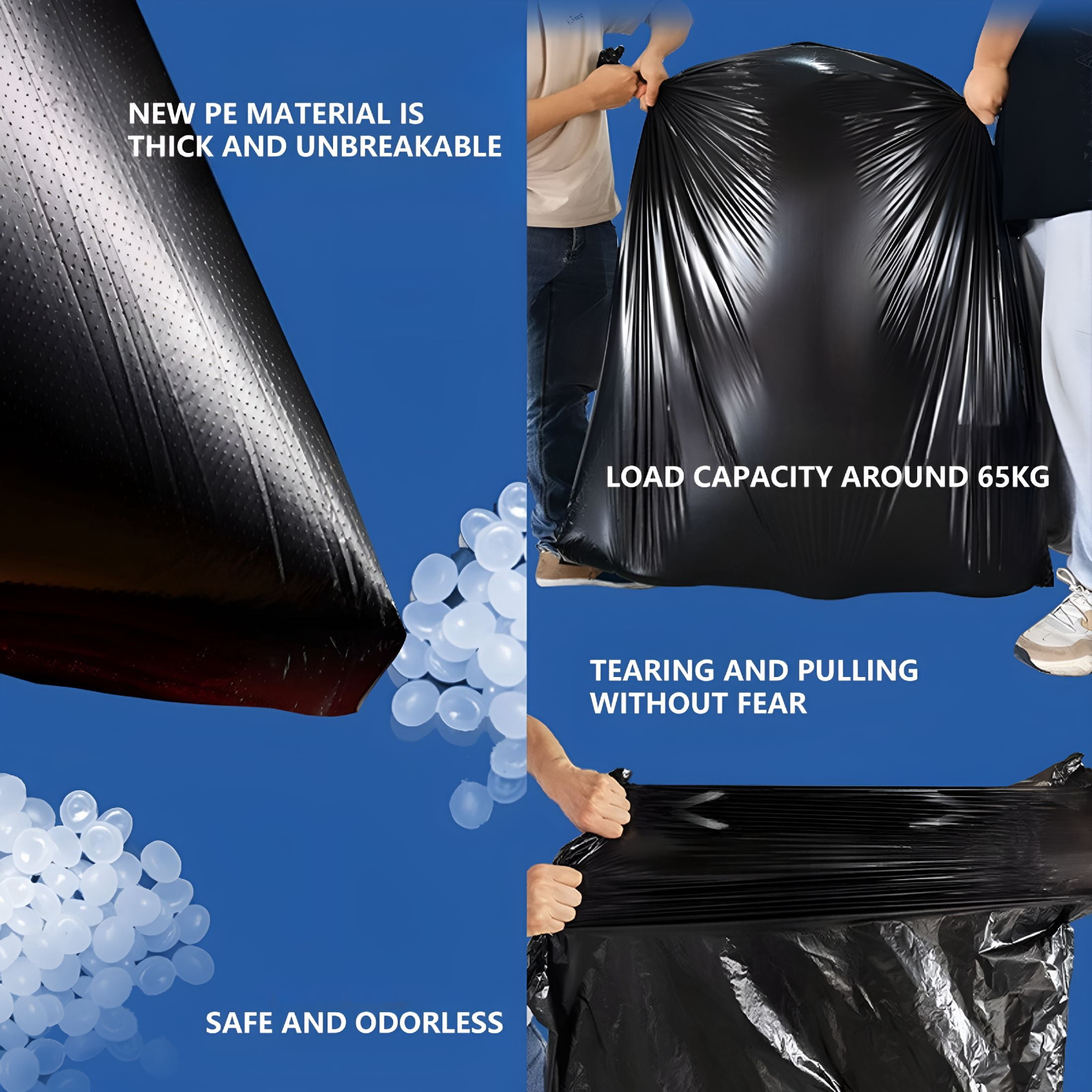 ICERUN 23 Gallon Trash Bags,20-25 Gallon Trash Bags (50 Count Bulk) Large Black Trash Bags,Extra Large Garbage Bags for Commercial,Household,Lawn (30"x35")