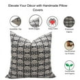 thumbnail image 3 of Fabdivine Block Print Throw Pillow Cover, 22x22 Inch Thick Linen Handmade Cushion Cover, Floral Print Boho Design Black Pillow Cover for Sofa and Couch, 3 of 5