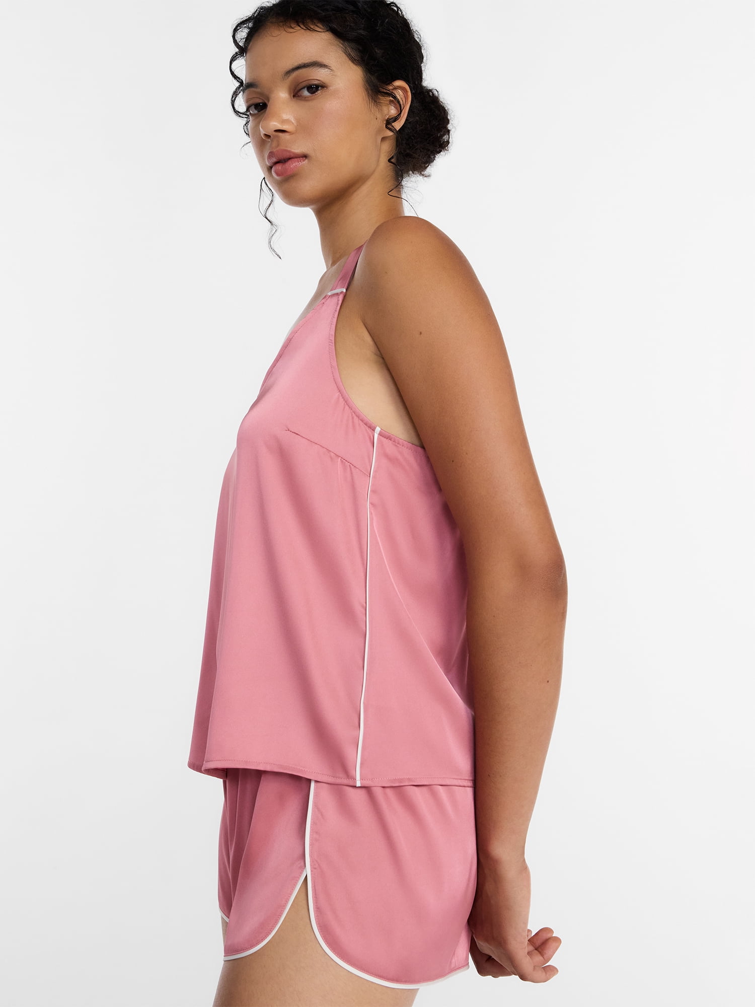 Joyspun Women’s Stretch Satin Cami and Shorts Pajama Set, 2-Piece, Sizes XS-3X