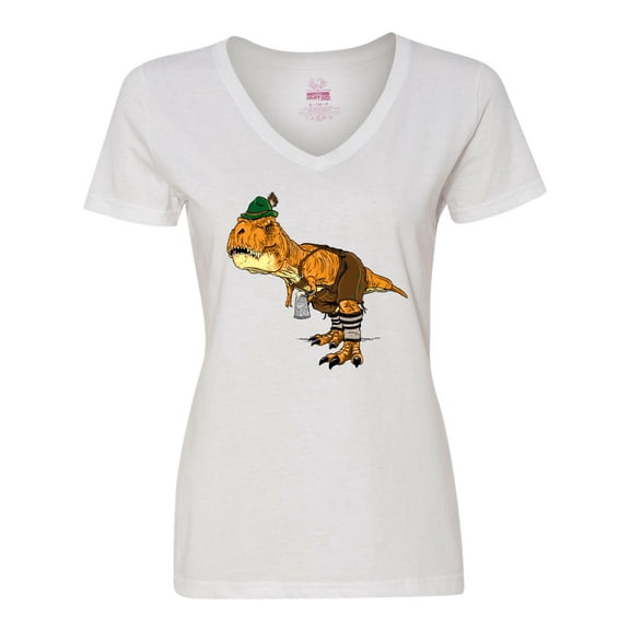 Inktastic T-Rex King of Oktoberfest Women's V-Neck T-Shirt