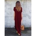 thumbnail image 6 of Gustave Women V Neck Casual Long Dress Short Sleeve Split Loose Maxi Dress Summer Beach Holiday Dress with Pocket "Red, XL", 6 of 7