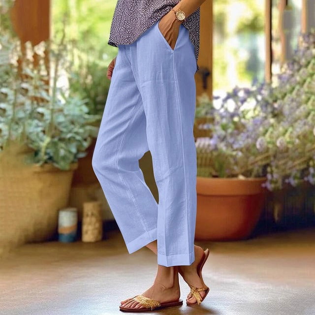 CHUANK Spring Cotton Linen Oversize Women‘s Long Pants Grey Pockets Button Looes Pants Female Spring Casual Trendy Ladies Clothes