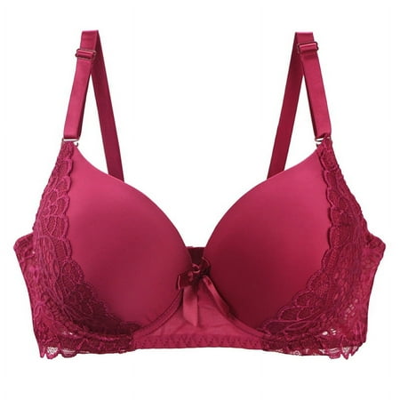 Womens Lace Bras  Women s Push Up Bra Lace Comfort Padded Bra Add One Cup Brassiere Plunge Underwire Bra Lift Up Bras Sexy Full Coverage Everyday Bras M-4XL Womens Bras Clearance under $5