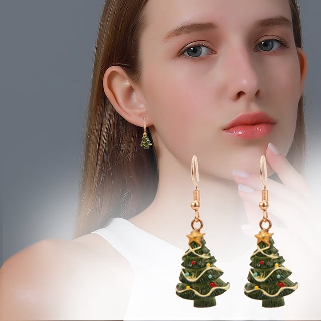 Fiudx Conjunto de Pendientes Navideños, Bonitas Joyas Navideñas para Mujer, Regalos de Año Nuevo.