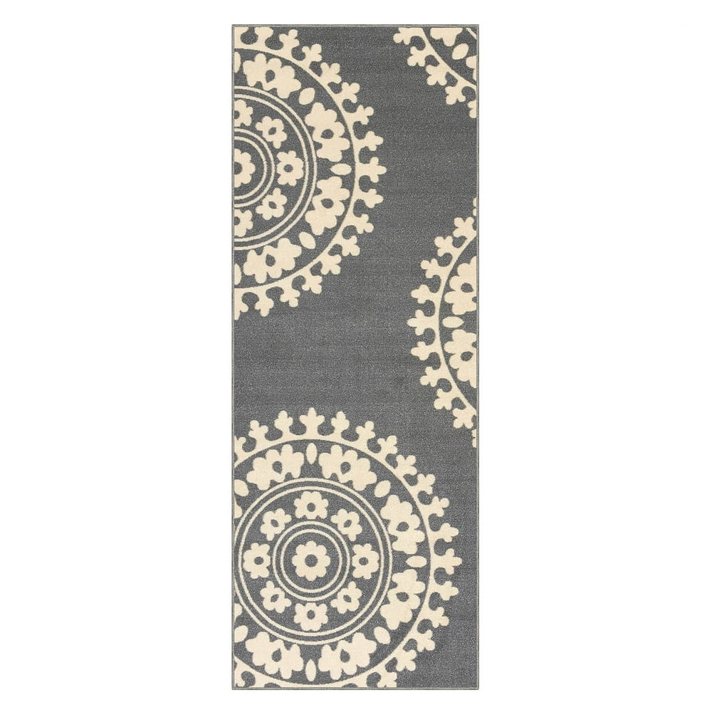 Qute Home Area Rugs 2x6feet NonSlip Rubber Backed Runner Rug Grey