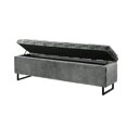 thumbnail image 4 of Inspired Home Banc de Rangement en Velours Hector, Gris, 4 of 8