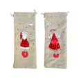 thumbnail image 3 of Becaristey Wine Bottle Bag Drawstring Christmas Champagne Cover Linen Cloth Wrap Pouch, 3 of 6