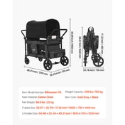VEVOR Wagon Stroller for 4 Kids, Push Pull Quad Collapsible Stroller with Adjustable Handle, Safety Harness & Removable Canopy, 4-Seater Stroller Wagon for Camping, Dark Gray & Black (330LBS Loading)