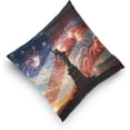 thumbnail image 5 of USA Flag Sunrise Fireworks Velvet Plush Throw Pillow Cushion Case Cover - 18" x 18" - Invisible Zipper Home Decor Floral for Couch Sofa No Pillow Insert, 5 of 5