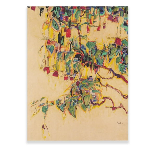 Egon Schiele Wall Art - Sonnenbaum 1910 Canvas Art Print - Modern Art Poster - Abstract Oil Painting Reproduction Romantic Decor for Living Room Bedroom Office 12×18inch unframed