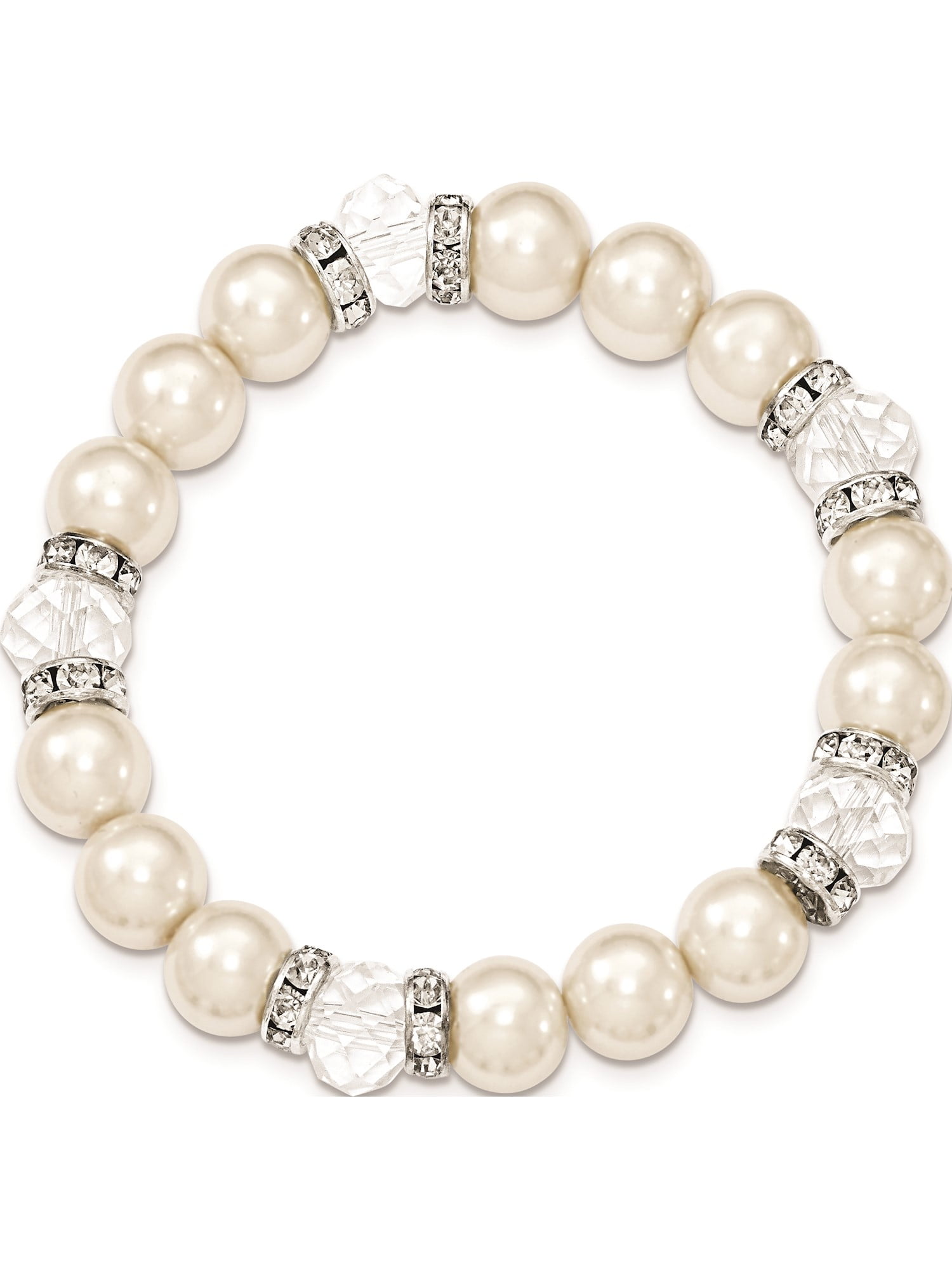 Jewelry by Sweet Pea Silvertone White Crystal Simulated Pearl