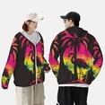 thumbnail image 4 of Gaeub Flamingo And Palm Trees At Sunset Men's and Women's UPF 50+ Long-Sleeved Sun Protection Clothing, Fishing Shirt Long Sleeve Zip-X-Large, 4 of 7