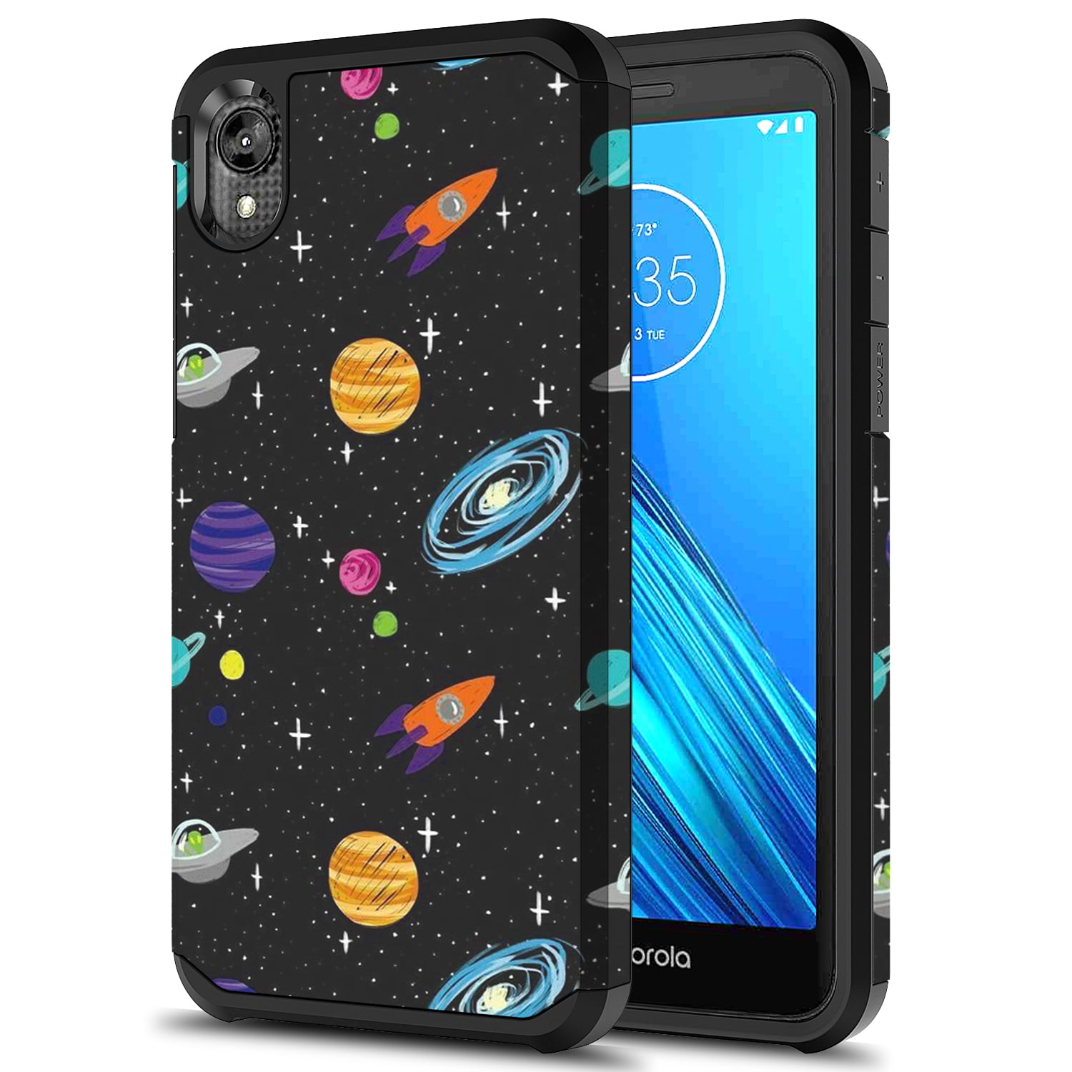 Moto E6 Case, Kaesar Slim Hybrid Dual Layer Shockproof Hard Cover
