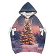 thumbnail image 4 of Makaor Cute Womens Hoodies Pullover Christmas Plus Size Tunic Sweatshirt Long Sleeve Tops Graphic with Bow Oversized Clothes, 4 of 5