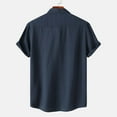 thumbnail image 4 of Ecqkame Men's Casual Short Sleeve Turndown Collar Shirt Summer Top Solid Color Button Up Beach Blouse B-Navy XL, 4 of 9