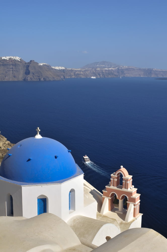 The town of Fira the capital of the island of Santorini (classically Thera officially Thira) in the Cyclades island group of Greece Fira Island of Santorini Greece Canvas Art - Bill Collins Design Pi