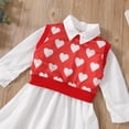 thumbnail image 6 of Douhoow 1-6Y Valentines Days Kids Girls Dress 2pcs Heart Printed Vest+White Long Sleeve Front Button Shirt Dress, 6 of 9
