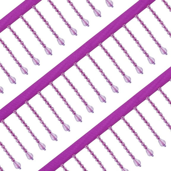 5.5 Yards Purple Rhinestone Ribbon Tassel 58mm Width Rhinestone Tassel Crystal Teardrop Beaded Fringe Trim Sewing Beaded Fringe Trims Ribbon Lace Trim for Curtain Lampshade DIY Clothing