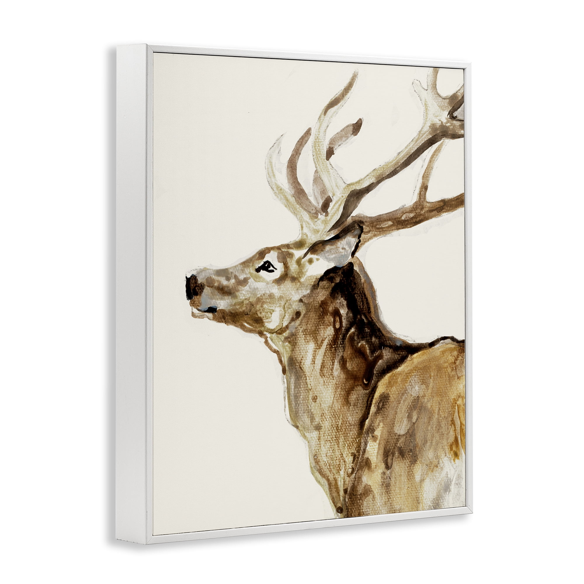 Stupell Industries Deer Portrait Profile View White Framed Giclee Art, design by Lorenzo Collective