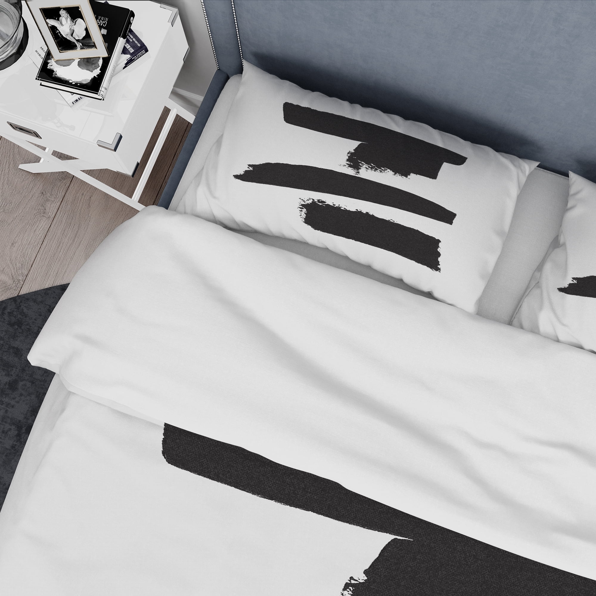 Designart 'Black and White Geometric Company I' Geometric Duvet Cover Set