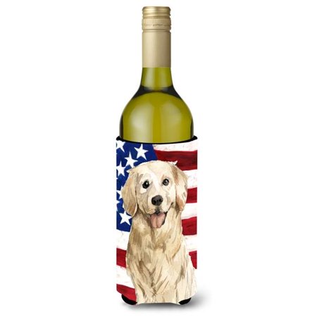 

Patriotic USA Golden Retriever Wine Bottle Beverge Insulator Hugger