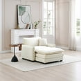 thumbnail image 4 of Single Deep Seat Sofa with Footstool with One Pillow, Suitable for Living Room and Bedroom, Club Multiple Occasions,White Corduroy (White), 4 of 10
