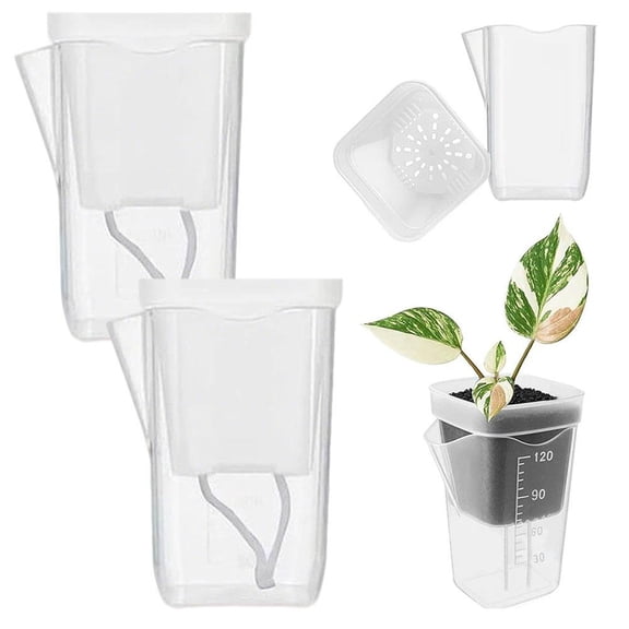 Semi Hydroponic Plant Pot Set, 8 x 3.8 cm and 9.5 x 4.6 cm Clear Plastic Planters, 2 Pack