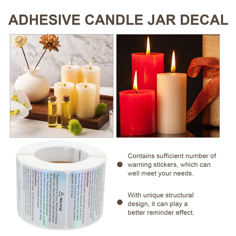 Candle Warning Sticker Candle Jar Container Stickers Candle Safety Warning  Labels for Candle Making Candle Jars and Tins 