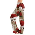 thumbnail image 2 of Women's Drawstring Christmas Printed Casual Pants, Long Trousers with Elastic Waist for Comfortable Wear, Festive Design for Holiday Season,Vermilion,S, 2 of 6