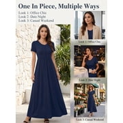 Cuteduck Women's Maxi Dresses Short Sleeve Long Casual Dresses Loose Plain with Pockets S-XXL