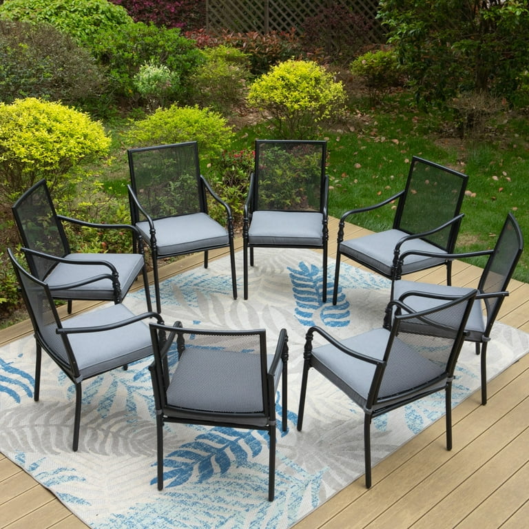 テーブル・チェア・ハンモック Backside Summit Design 2second2plate2 Summit Living Steel Outdoor Dining Chair Set of 8, Mesh Backrest