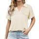 thumbnail image 3 of Top con cuello en V para mujer, elástico, suave, transpirable, Retro, moda clásica, cuello en V, pantalón corto informal holgado, Top de manga albaricoque XXL, 3 of 6