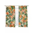 thumbnail image 2 of Orange Green Palm Leaves Semi Sheer Curtains 63 Inch Length 2 Panels Set, Summer Tropical Floral Sheer Kitchen Curtain Privacy Voile Window Curtain for Living Room Bedroom Rod Pocket Drapes, 2 of 7
